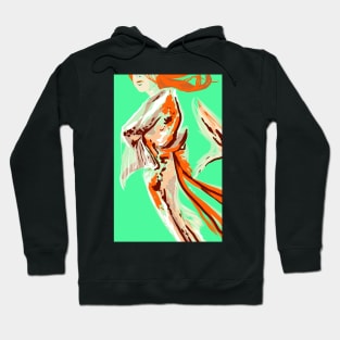 Mermay Koi Carp Mermaid kimono pretty girl redhead art Fishpond Hoodie